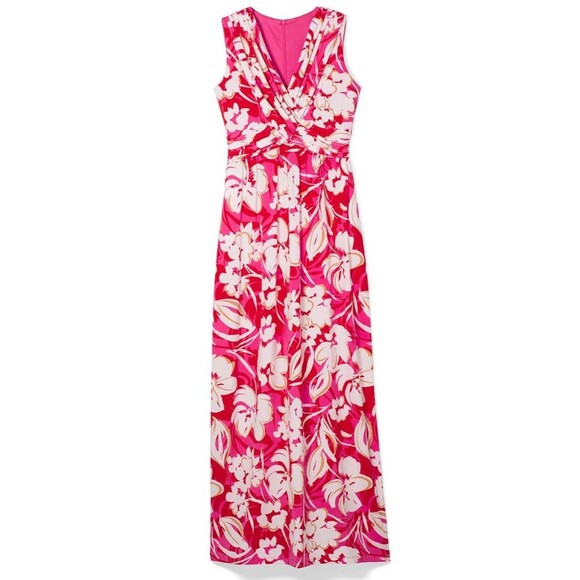 Vince Camuto Tropical Floral Wrap Front Maxi Dress Sz 4 New - Picture 1 of 9